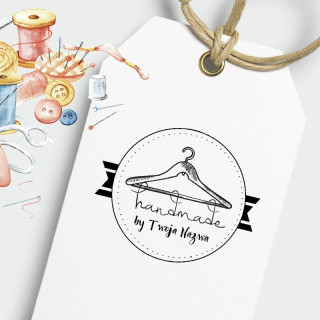 Gotowy wzór z motywem wieszaka dla pracowni krawieckiej handmade