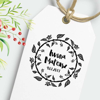 Wianek botaniczny – stempel ślubny, okrągły