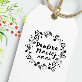 Wianek z kwiatów – stempel ślubny, okrągły