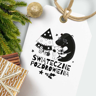 Misiowe pozdrowienia – stempel świąteczny, okrągły