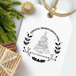 Choinka chwil – stempel świąteczny, okrągły