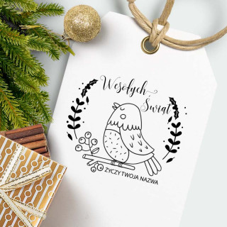 Wróbelek – stempel świąteczny, okrągły