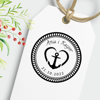 SERCE kotwica – stempel ślubny, okrągły