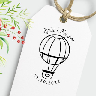 lot balonem – stempel ślubny, okrągły